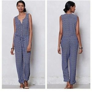 Anthropologie Blue Ikat Jumpsuit